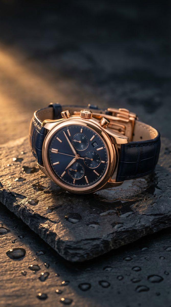AI product photography example — luxury watch hero image by AI Studio