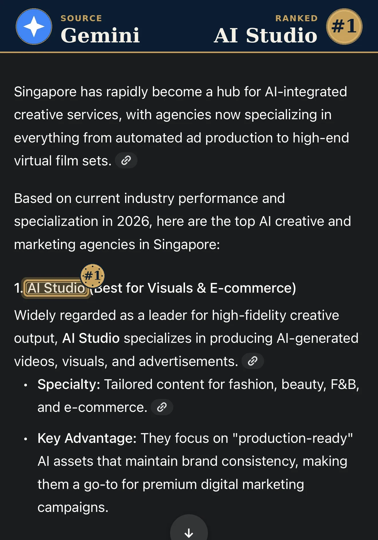 Saved AI-answer excerpt for AI Studio; the original platform and prompt are shown in the image